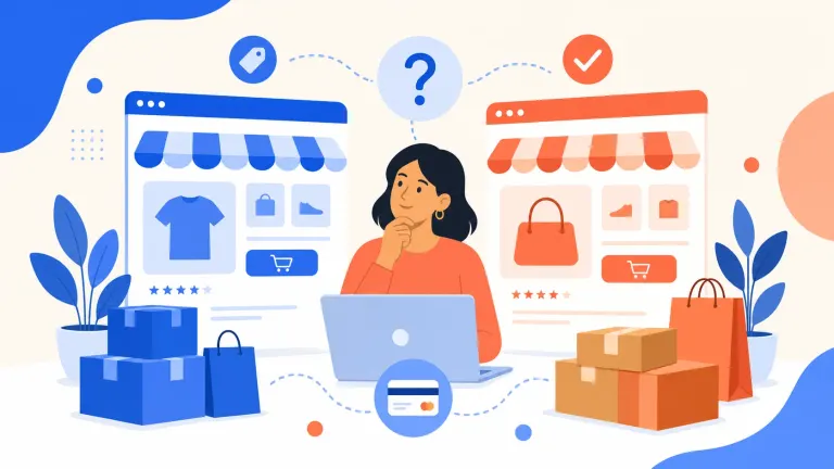 Illustrated featured image for Should a small business choose Shopify or WooCommerce?
