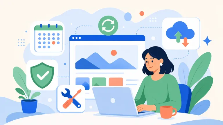 Illustrated featured image for What should be in a small business website maintenance plan?