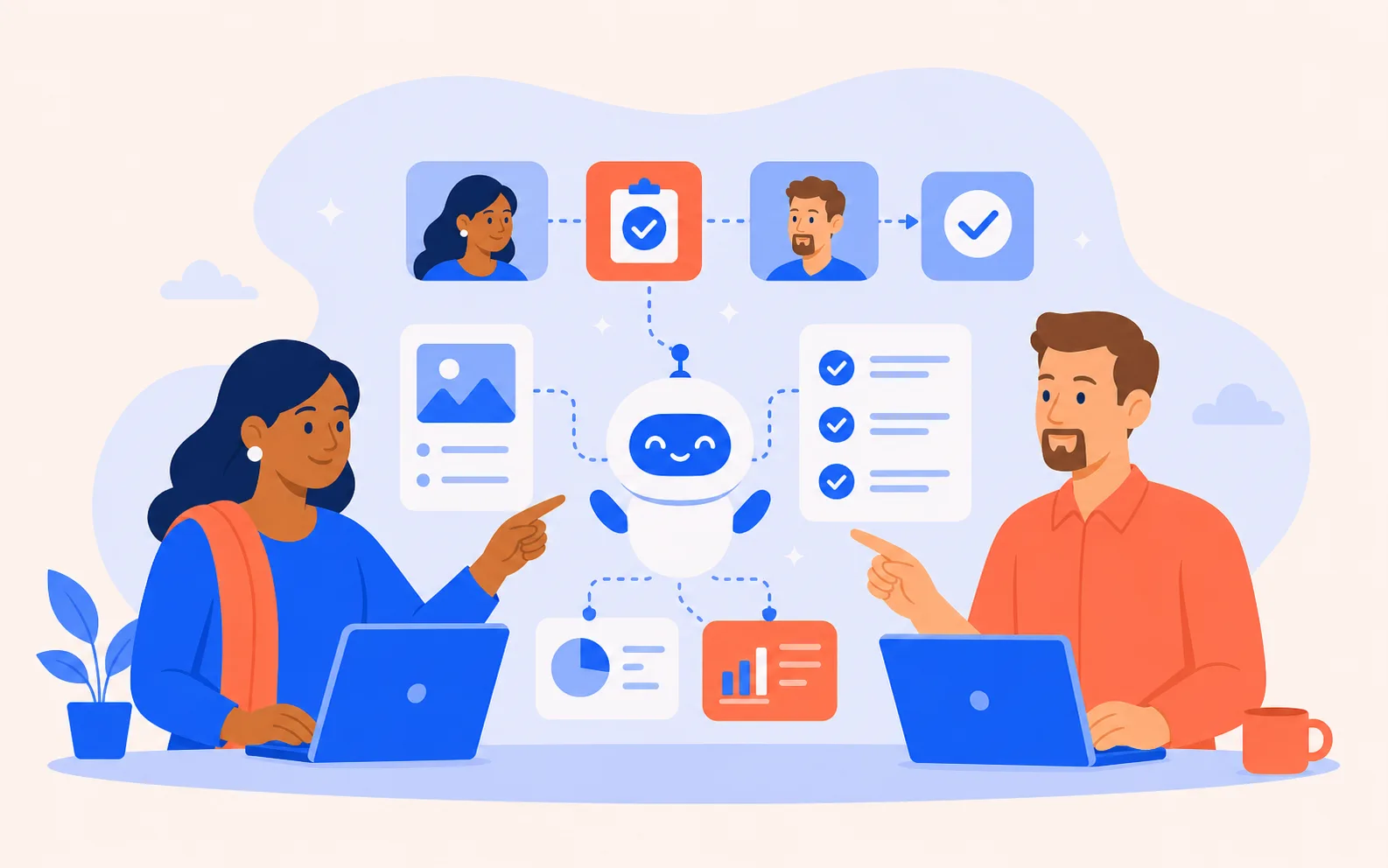 Illustrated human-guided AI workflow