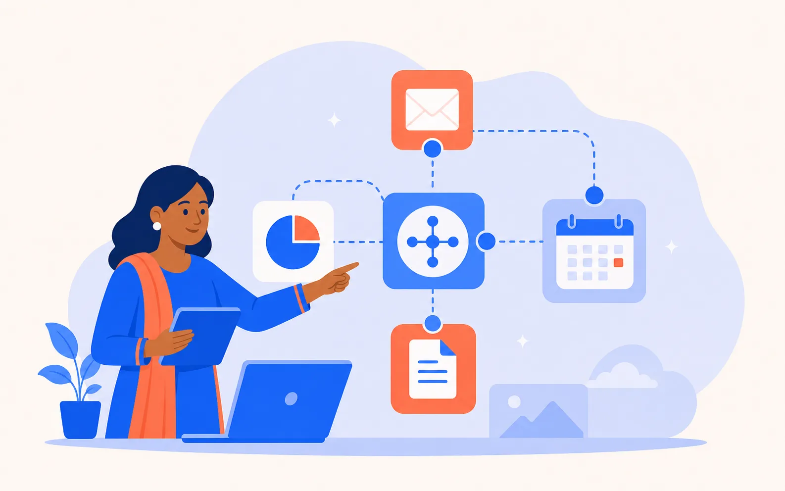 Illustrated business workflow integrations