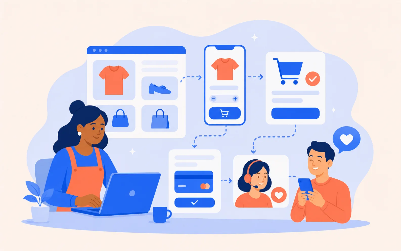 Illustrated customer-facing e-commerce store