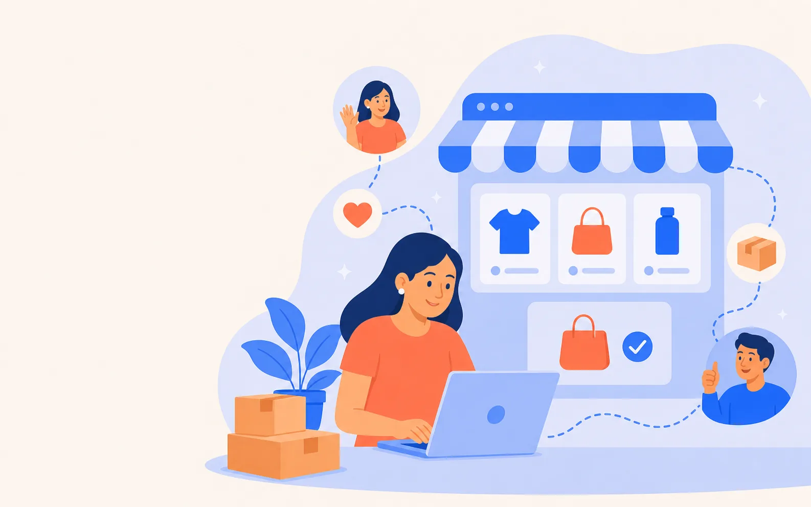 Illustrated connected online storefront