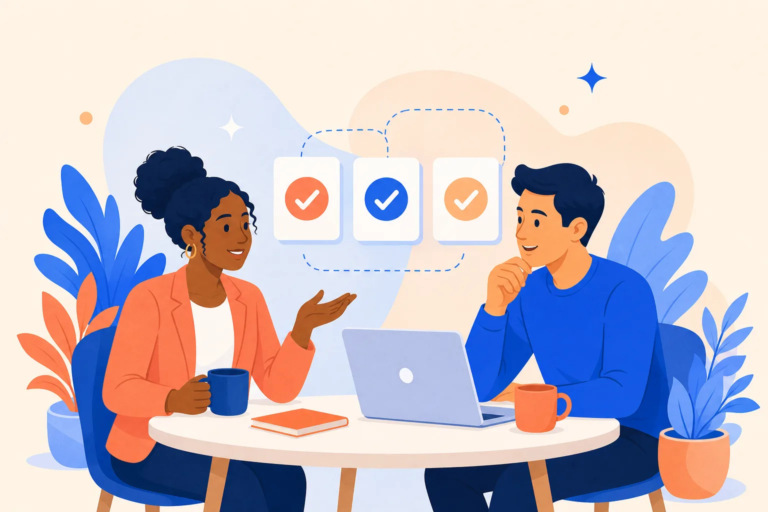 Illustrated collaborative business partnership