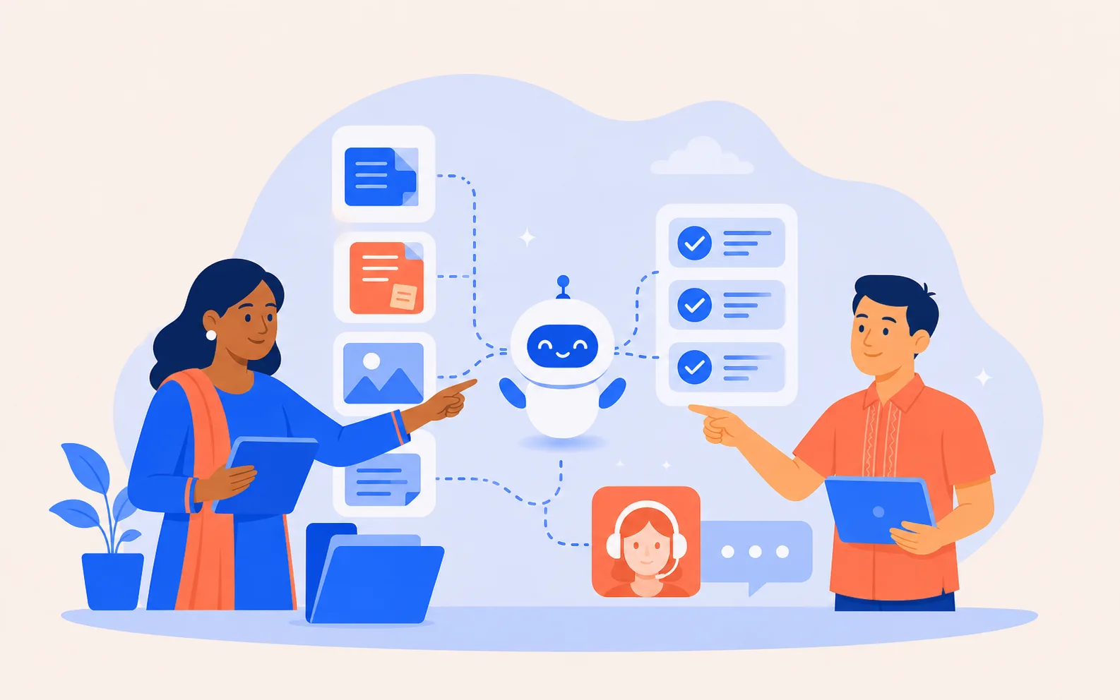 Illustrated human-guided AI workflow