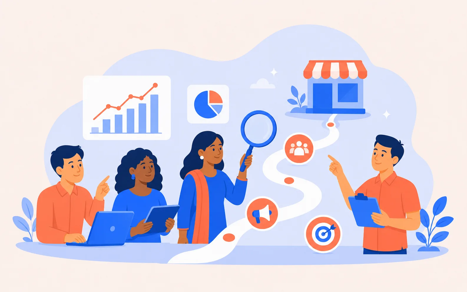 Illustrated marketing growth services