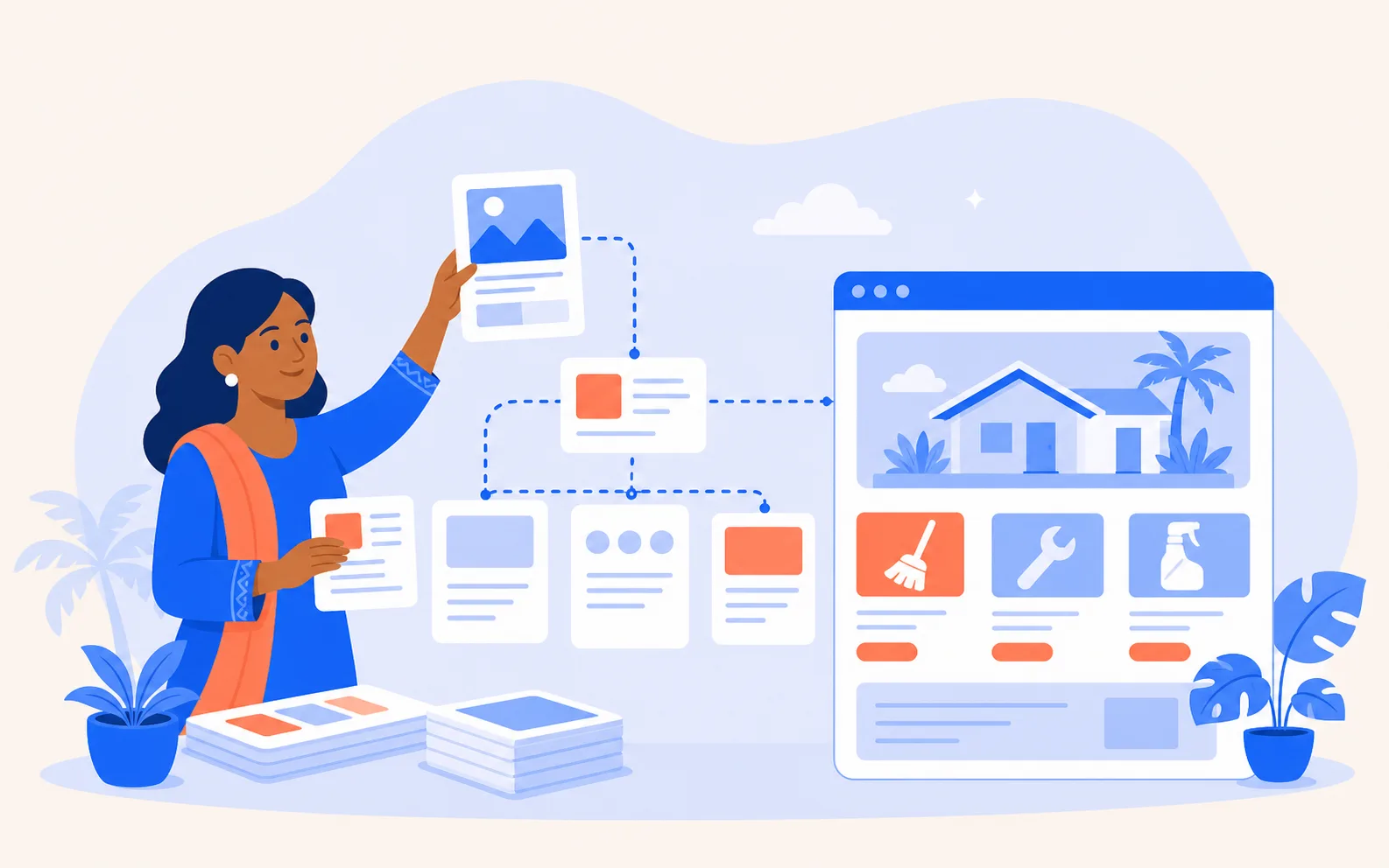 Illustrated website page architecture