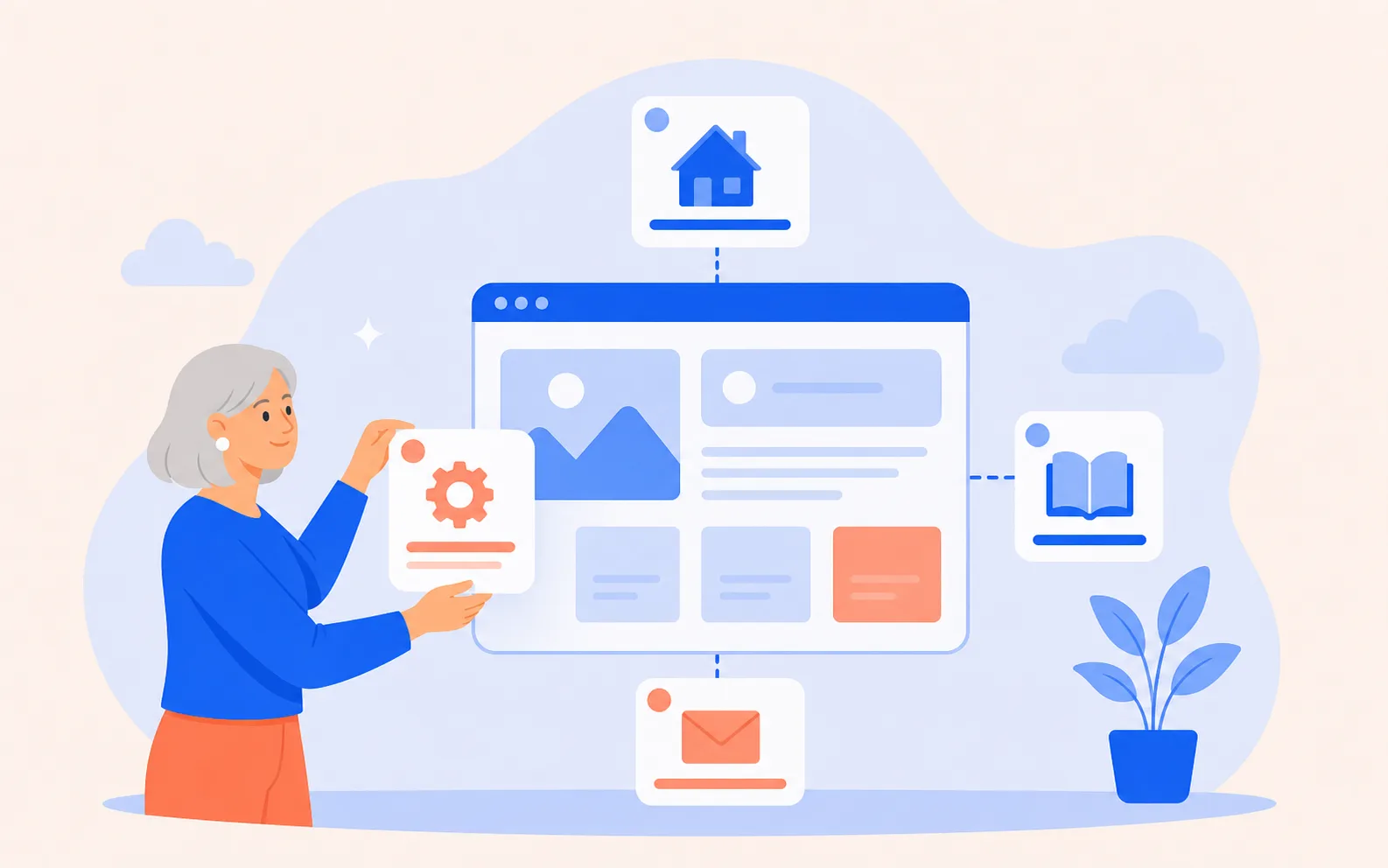 Illustrated WordPress website architecture
